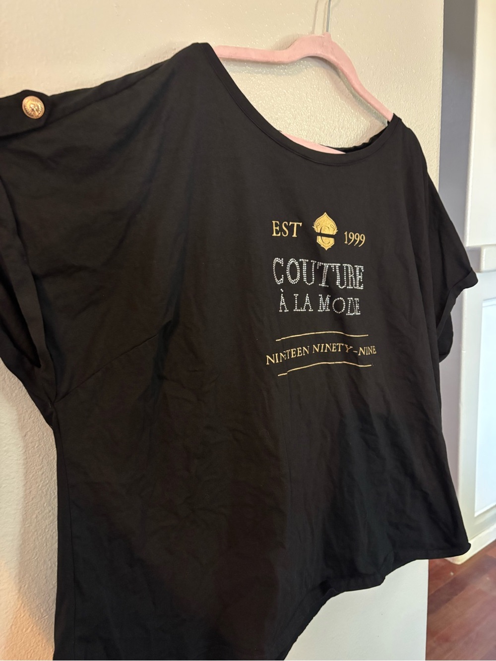 City Chic CCX Black Couture A La Mode Graphic Tee Button Sleeve Plus Size XXL - Picture 4 of 4